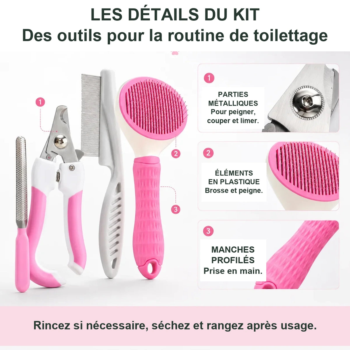 Kit de toilettage 4 pièces – Chien & chat – vue 3