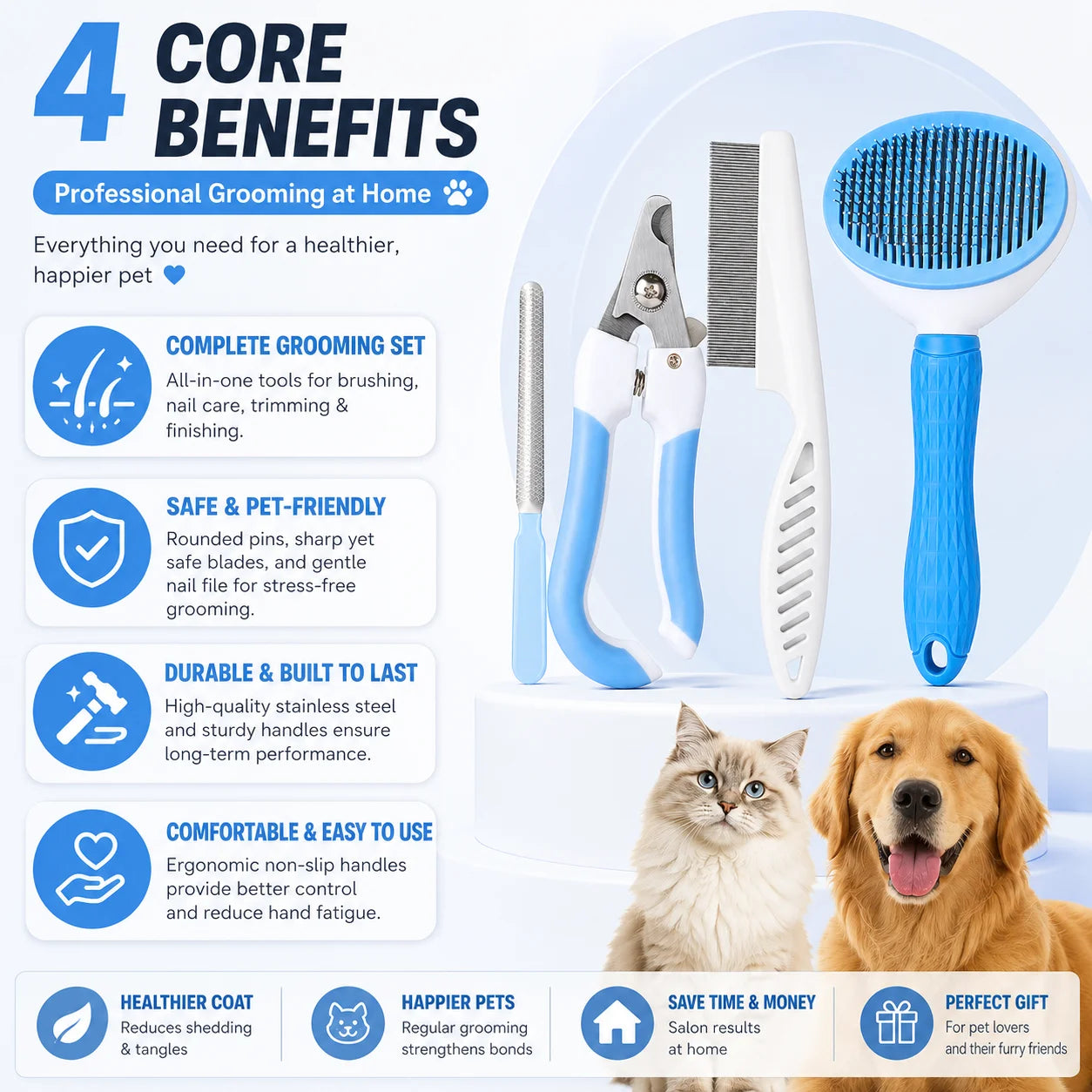 Kit de toilettage 4 pièces – Chien & chat – vue 2