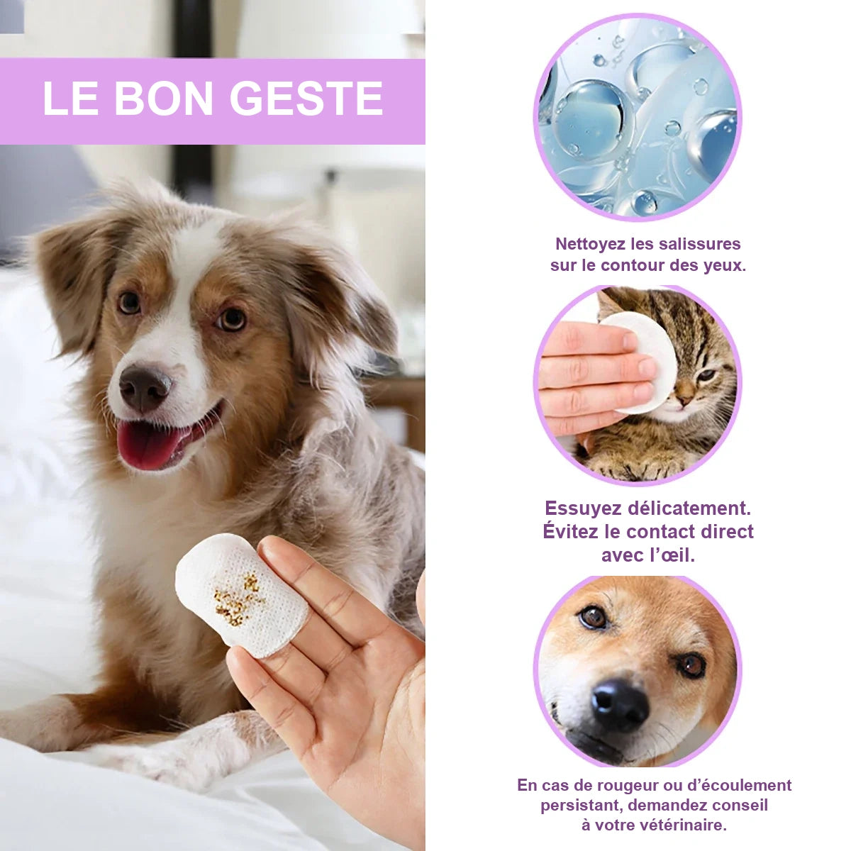 Lingettes contour des yeux – Chien & chat – vue 2