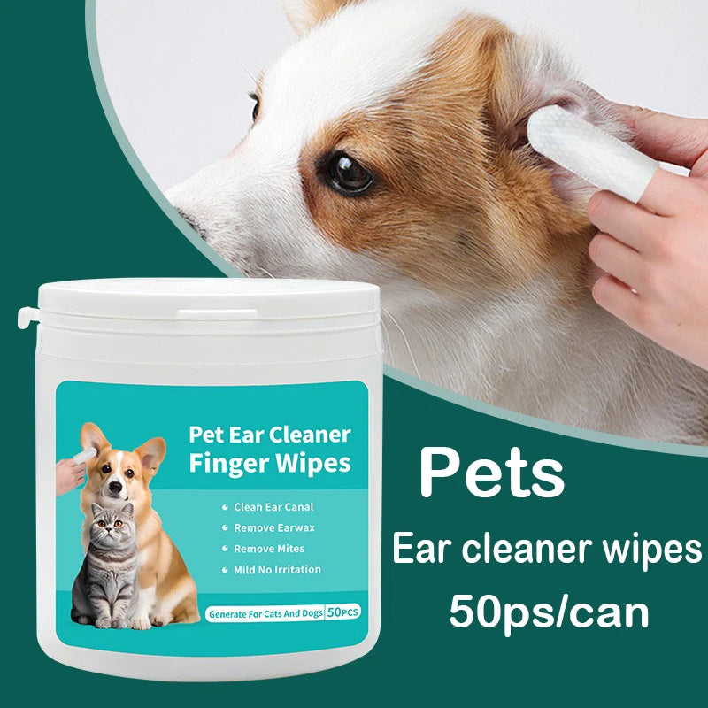Lingettes doigtiers oreilles – Chien & chat, 50 unités – vue 1