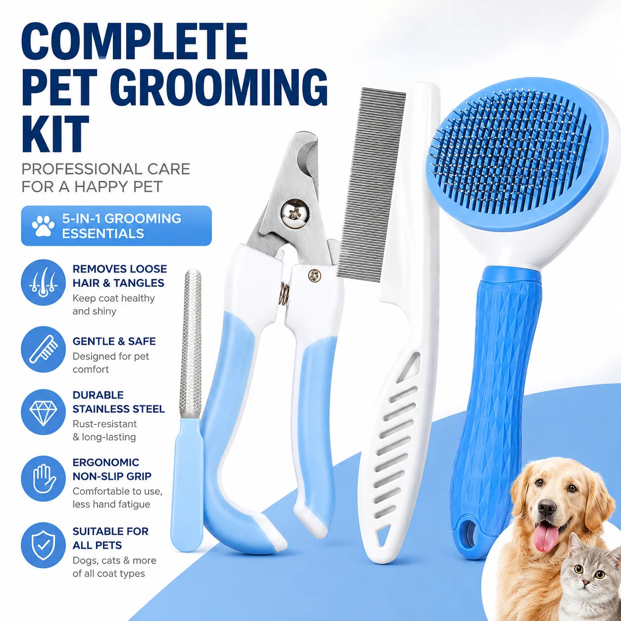 Kit de toilettage 4 pièces – Chien & chat – vue 1