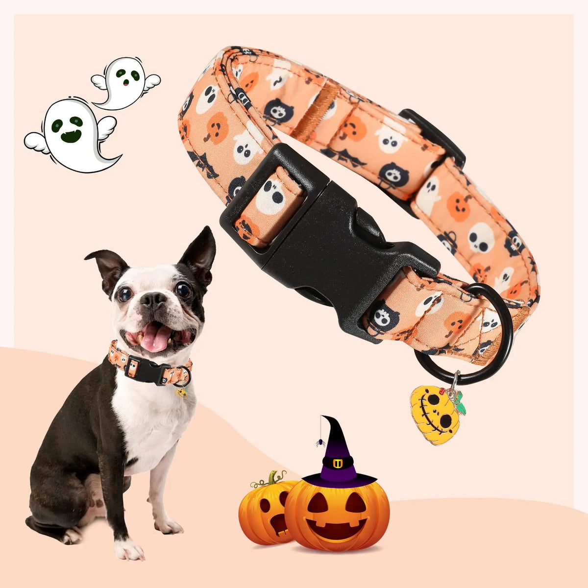Collier Halloween réglable – Chien, 7 motifs