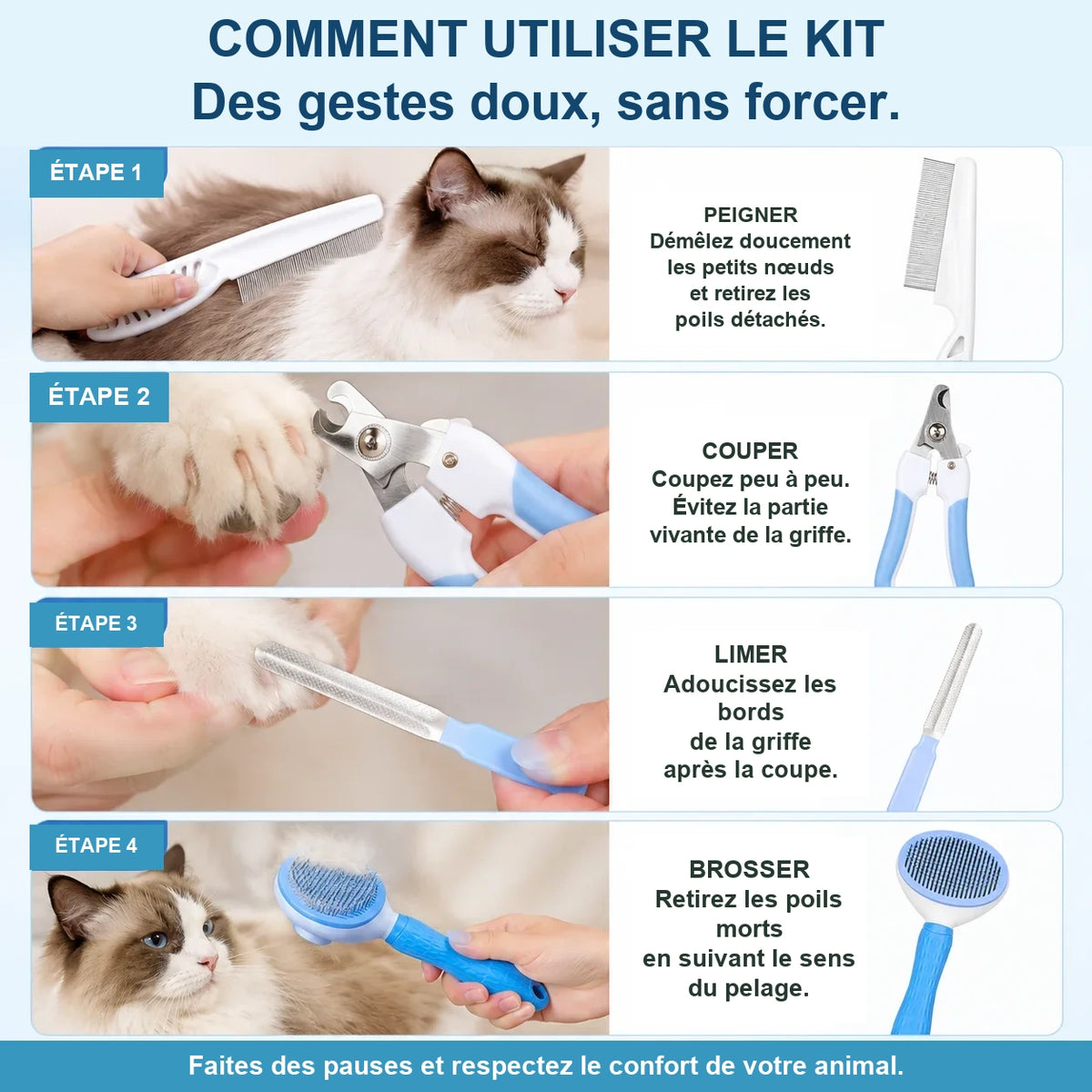 Kit de toilettage 4 pièces – Chien & chat – vue 4