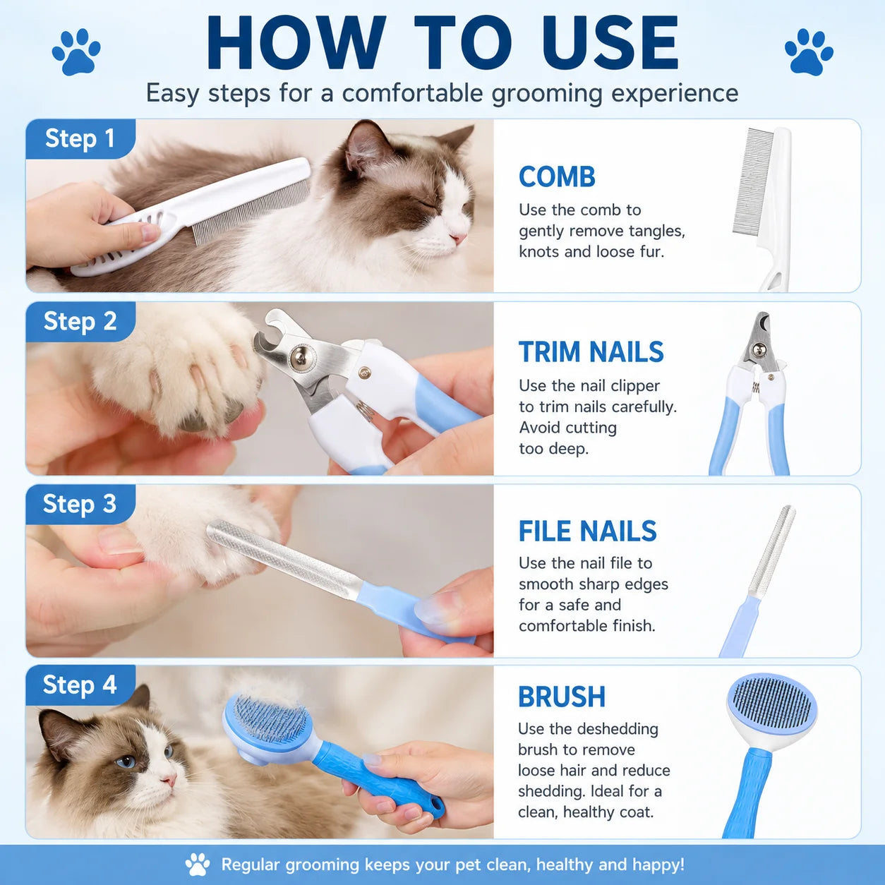 Kit de toilettage 4 pièces – Chien & chat – vue 4